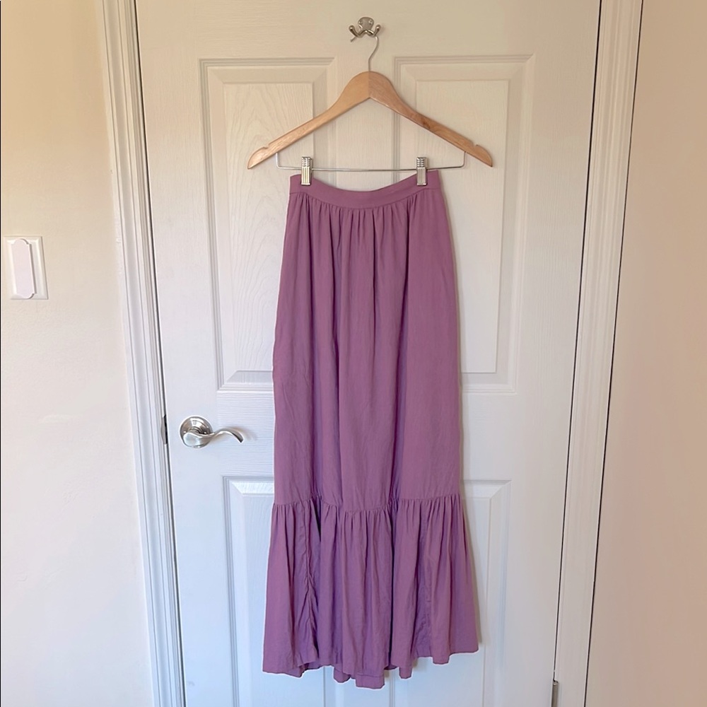 NWT Abercrombie & Fitch Linen-Blend Tiered Midi Skirt